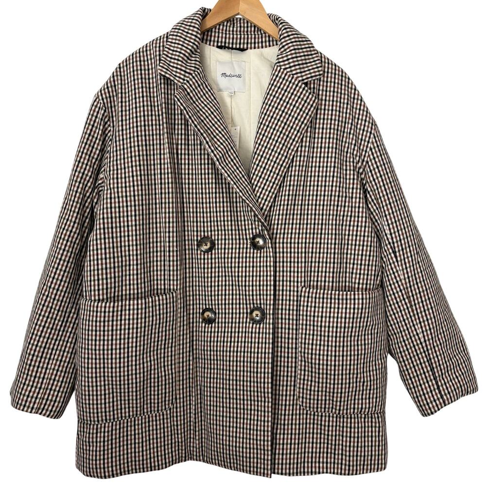 Madewell Padded Jacket Antique Cream Size XXL Double Breasted Academia New - Picture 1 of 12
